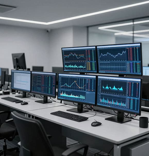 Trading workstation with market charts